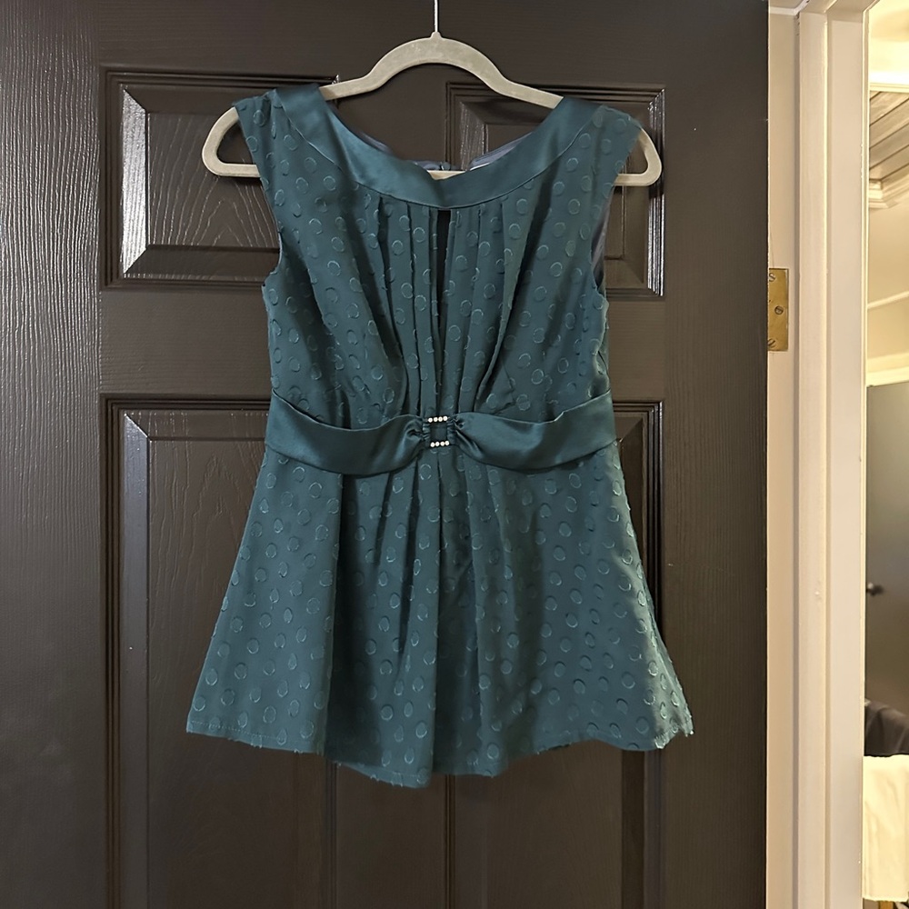 Teal Sleeveless Top with Bow Detail
